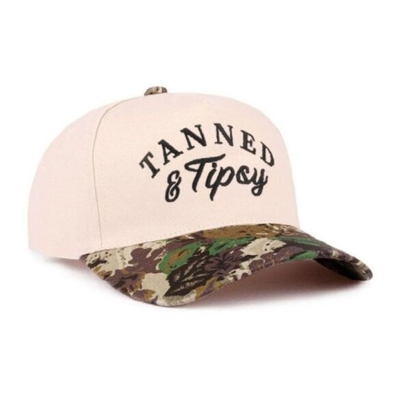 Accessories - Tanned & Tipsy Two Tone Canvas Cotton Cap Camo NEW